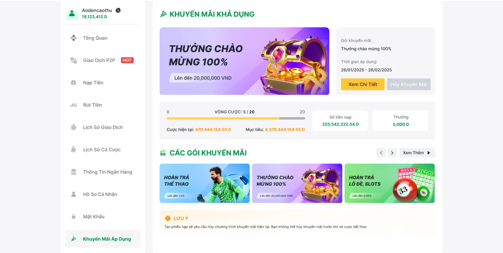 Nội dung gói thưởng chào mừng 100%